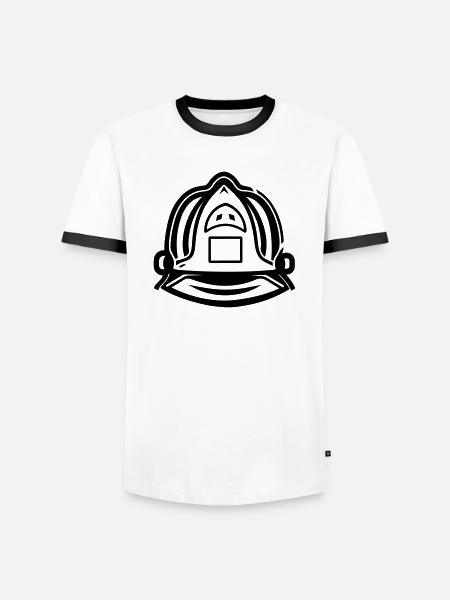 Feuerwehrhelm - Männer Kontrast-T-Shirt - Weiß/Schwarz