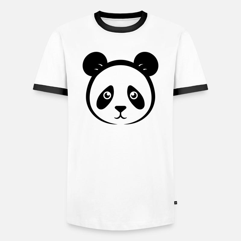 Panda - Männer Kontrast-T-Shirt - Weiß/Schwarz