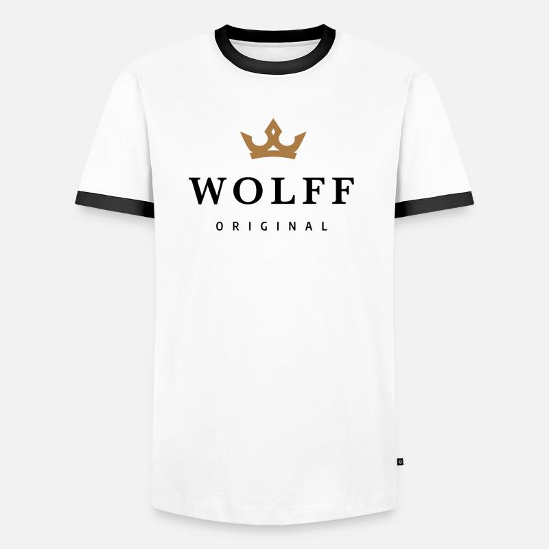 Wolff - Männer Kontrast-T-Shirt - Weiß/Schwarz
