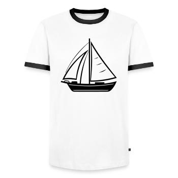 Bateau a voile - T-shirt contrasté Homme - blanc/noir - Devant - AI Model Female 172 light (172cm) & AI Model Male 178 dark (178cm)