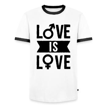 Love is love - Männer Kontrast-T-Shirt - Weiß/Schwarz - Vorne - AI Model Female 172 light (172cm) & AI Model Male 178 dark (178cm)