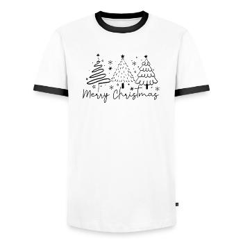 Merry Christmas - Men's Ringer Shirt - white/black - Front - AI Model Female 172 light (172cm) & AI Model Male 178 dark (178cm)
