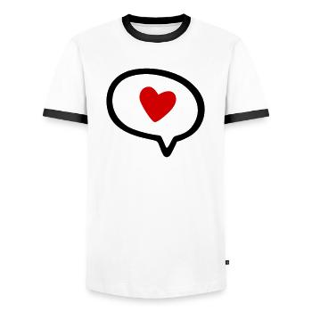 Speech bubble with heart - Men's Ringer Shirt - white/black - Front - AI Model Female 172 light (172cm) & AI Model Male 178 dark (178cm)