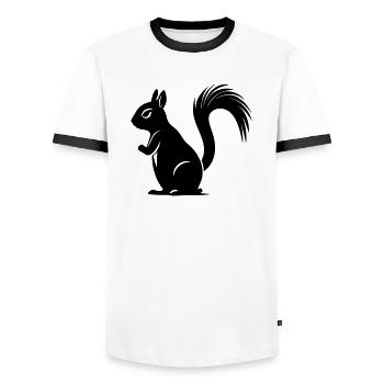 écureuil - T-shirt contrasté Homme - blanc/noir - Devant - AI Model Female 172 light (172cm) & AI Model Male 178 dark (178cm)