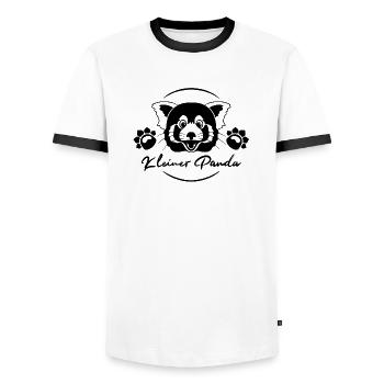 Kleiner Panda - Aufdruck auf Shirt und Pulli - Männer Kontrast-T-Shirt - Weiß/Schwarz - Vorne - AI Model Female 172 light (172cm) & AI Model Male 178 dark (178cm)