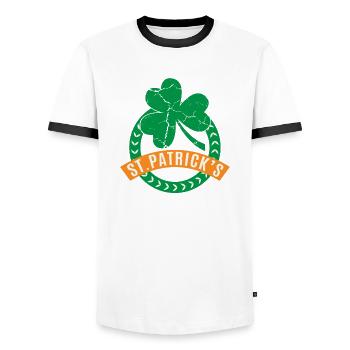 St Patricks Day - Men's Ringer Shirt - white/black - Front - AI Model Female 172 light (172cm) & AI Model Male 178 dark (178cm)