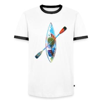 Kayak,Sports,Padling,Boat,Graffiti - Men's Ringer Shirt - white/black - Front - AI Model Female 172 light (172cm) & AI Model Male 178 dark (178cm)