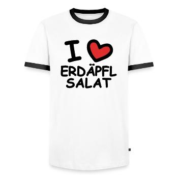 I Love Potato Salad - Men's Ringer Shirt - white/black - Front - AI Model Female 172 light (172cm) & AI Model Male 178 dark (178cm)