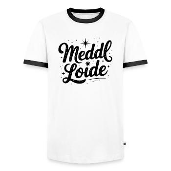 Meddl Loide - Deutsche Memes - Männer Kontrast-T-Shirt - Weiß/Schwarz - Vorne - AI Model Female 172 light (172cm) & AI Model Male 178 dark (178cm)