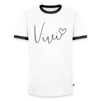 Vivi Nom Prénom Vivien Vivian - T-shirt contrasté Homme - blanc/noir - Devant - AI Model Female 172 light (172cm) & AI Model Male 178 dark (178cm)