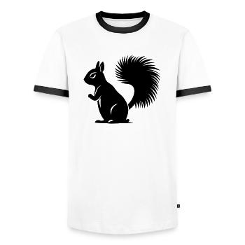 écureuil - T-shirt contrasté Homme - blanc/noir - Devant - AI Model Female 172 light (172cm) & AI Model Male 178 dark (178cm)