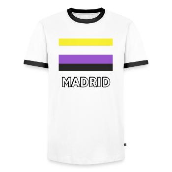 Non binary Pride Flag Madrid - Men's Ringer Shirt - white/black - Front - AI Model Female 172 light (172cm) & AI Model Male 178 dark (178cm)