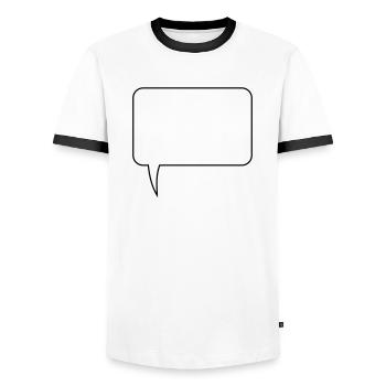 Speech bubble rectangle design - Men's Ringer Shirt - white/black - Front - AI Model Female 172 light (172cm) & AI Model Male 178 dark (178cm)