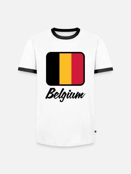 National Flag of Belgium - Men's Ringer Shirt - white/black