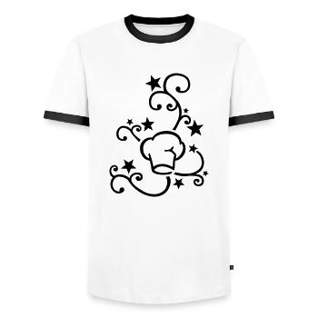 Kochmützen-Design - Männer Kontrast-T-Shirt - Weiß/Schwarz - Vorne - AI Model Female 172 light (172cm) & AI Model Male 178 dark (178cm)
