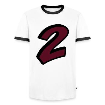 2 - Men's Ringer Shirt - white/black - Front - AI Model Female 172 light (172cm) & AI Model Male 178 dark (178cm)