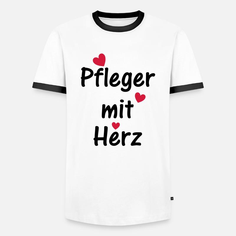 Pfleger mit Herz - Männer Kontrast-T-Shirt - Weiß/Schwarz