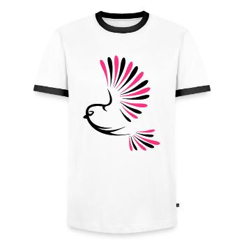 bird_2 - T-shirt contrasté Homme - blanc/noir - Devant - AI Model Female 172 light (172cm) & AI Model Male 178 dark (178cm)