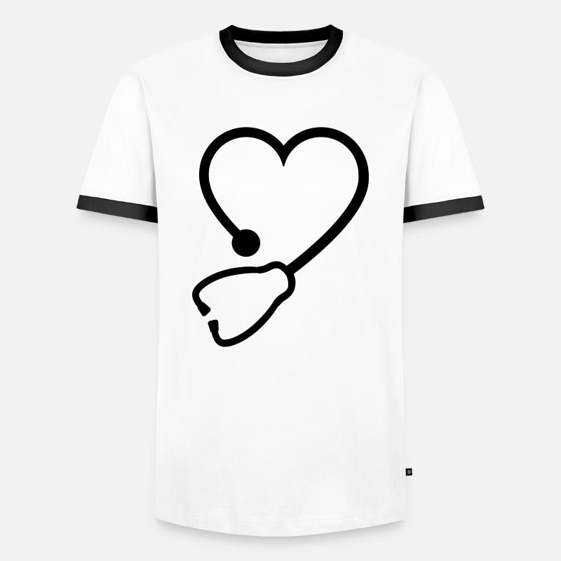 stethoscope - Men's Ringer Shirt - white/black