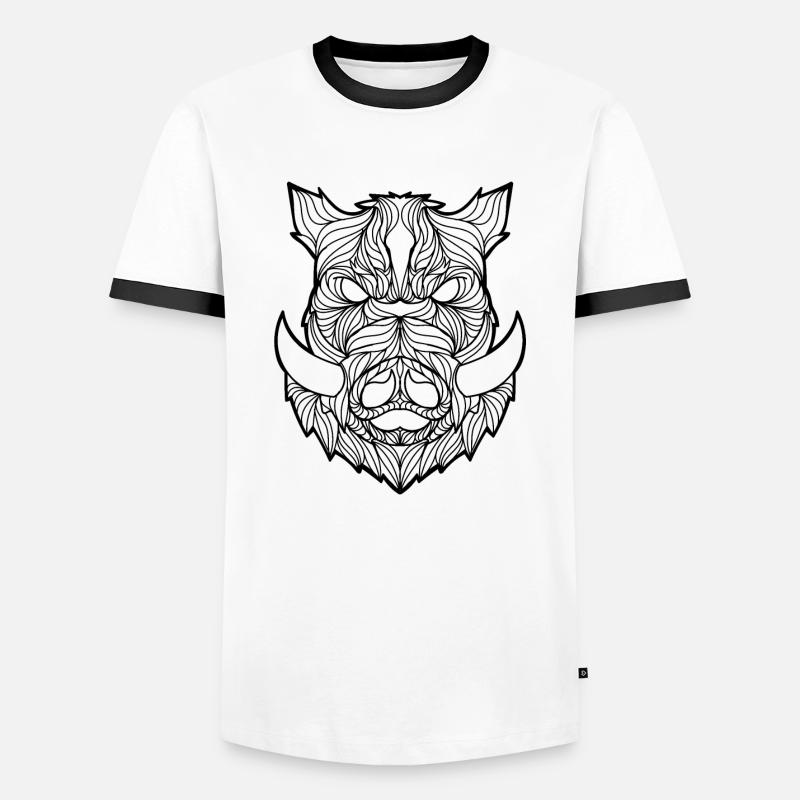 Mandala Eber - Männer Kontrast-T-Shirt - Weiß/Schwarz