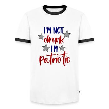 Im Not Drunk I m Patriotic 4th of July - Men's Ringer Shirt - white/black - Front - AI Model Female 172 light (172cm) & AI Model Male 178 dark (178cm)