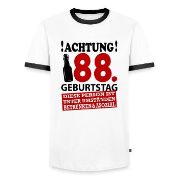 88 Geburtstag Besoffen Alkohol Jahre - Männer Kontrast-T-Shirt - Weiß/Schwarz - Vorne - AI Model Female 172 light (172cm) & AI Model Male 178 dark (178cm)