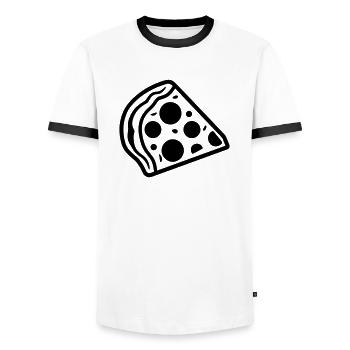 pizza - Men's Ringer Shirt - white/black - Front - AI Model Female 172 light (172cm) & AI Model Male 178 dark (178cm)