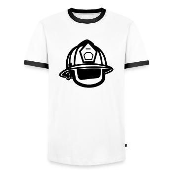 Firefighter's helmet - Men's Ringer Shirt - white/black - Front - AI Model Female 172 light (172cm) & AI Model Male 178 dark (178cm)
