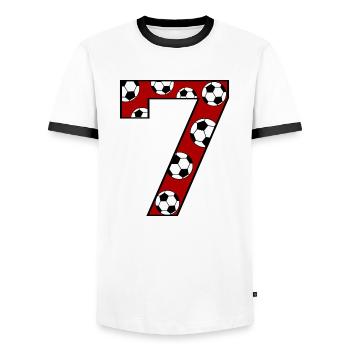 7. Geburtstag Fußball rot - Männer Kontrast-T-Shirt - Weiß/Schwarz - Vorne - AI Model Female 172 light (172cm) & AI Model Male 178 dark (178cm)
