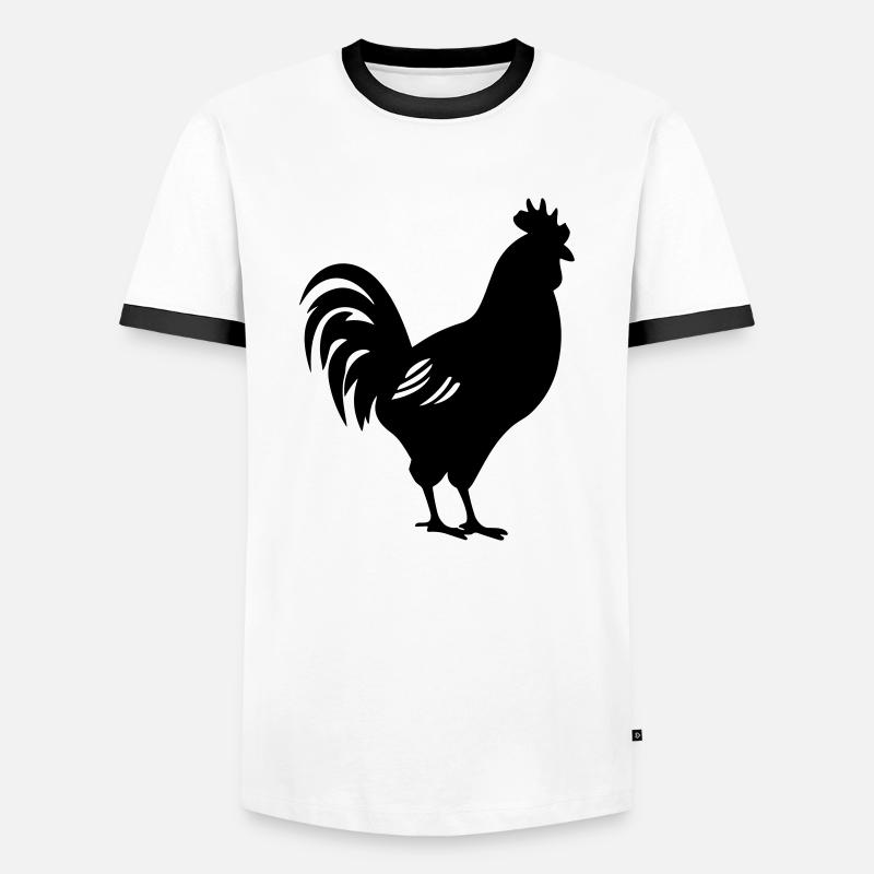 Huhn - Männer Kontrast-T-Shirt - Weiß/Schwarz