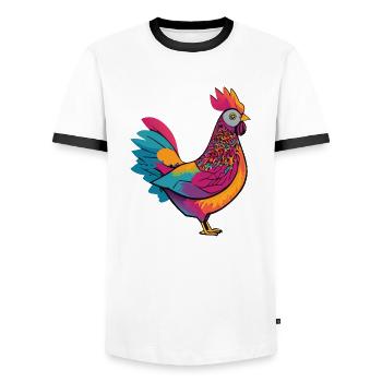 Niedliche und bunte Henne - Männer Kontrast-T-Shirt - Weiß/Schwarz - Vorne - AI Model Female 172 light (172cm) & AI Model Male 178 dark (178cm)