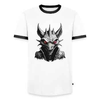 Chupacabra / Sucking Creature / Monster /Spain - Men's Ringer Shirt - white/black - Front - AI Model Female 172 light (172cm) & AI Model Male 178 dark (178cm)
