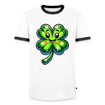 cloverleaf - Men's Ringer Shirt - white/black - Front - AI Model Female 172 light (172cm) & AI Model Male 178 dark (178cm)