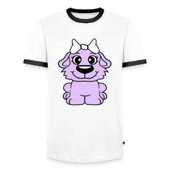 Dog Girl Cute Bow Female Woman Girl - Men's Ringer Shirt - white/black - Front - AI Model Female 172 light (172cm) & AI Model Male 178 dark (178cm)