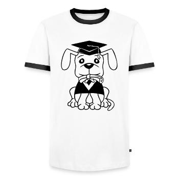 Hund Schulabschluss Zeugnis Gymnasium College Abi - Männer Kontrast-T-Shirt - Weiß/Schwarz - Vorne - AI Model Female 172 light (172cm) & AI Model Male 178 dark (178cm)