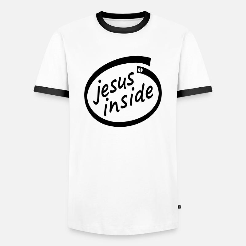 jesus inside - Nerd - Jesus4m3 - Männer Kontrast-T-Shirt - Weiß/Schwarz