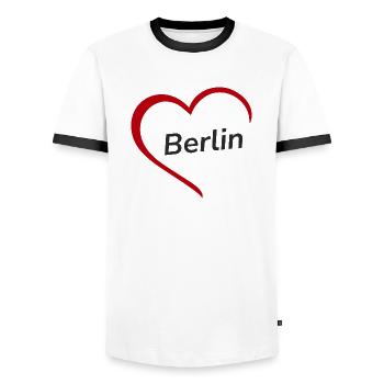 Berlin mit Herz - Meine Stadt - I Love Loving - Männer Kontrast-T-Shirt - Weiß/Schwarz - Vorne - AI Model Female 172 light (172cm) & AI Model Male 178 dark (178cm)