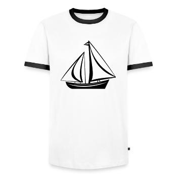Sailing ship - Men's Ringer Shirt - white/black - Front - AI Model Female 172 light (172cm) & AI Model Male 178 dark (178cm)