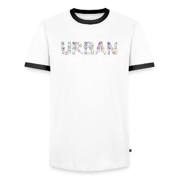 urban 3 - Men's Ringer Shirt - white/black - Front - AI Model Female 172 light (172cm) & AI Model Male 178 dark (178cm)