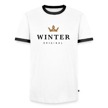 Winter - Men's Ringer Shirt - white/black - Front - AI Model Female 172 light (172cm) & AI Model Male 178 dark (178cm)