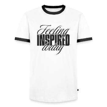Feeling inspired today - Men's Ringer Shirt - white/black - Front - AI Model Female 172 light (172cm) & AI Model Male 178 dark (178cm)