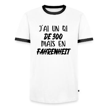j'ai un QI de 300 - T-shirt contrasté Homme - blanc/noir - Devant - AI Model Female 172 light (172cm) & AI Model Male 178 dark (178cm)