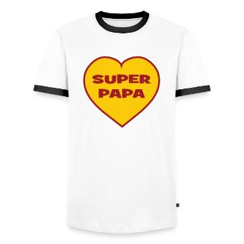 SUPER DAD - Men's Ringer Shirt - white/black - Front - AI Model Female 172 light (172cm) & AI Model Male 178 dark (178cm)