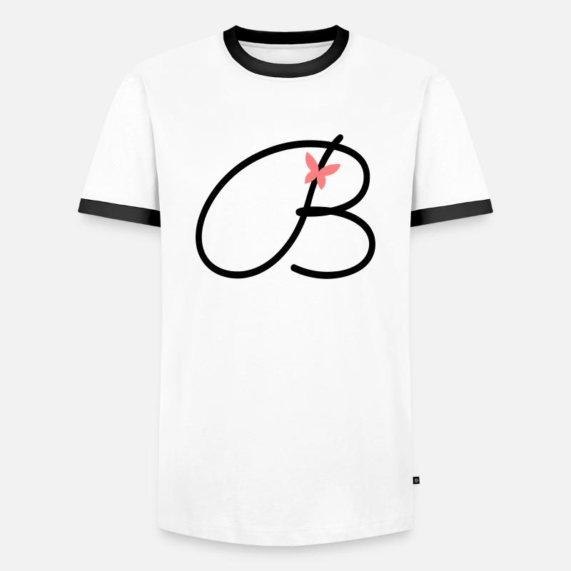 Letter B Initial Letter Butterfly - Men's Ringer Shirt - white/black