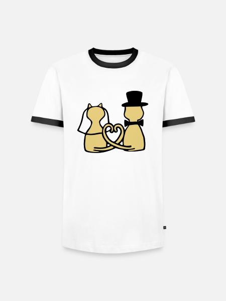 cat wedding - Men's Ringer Shirt - white/black
