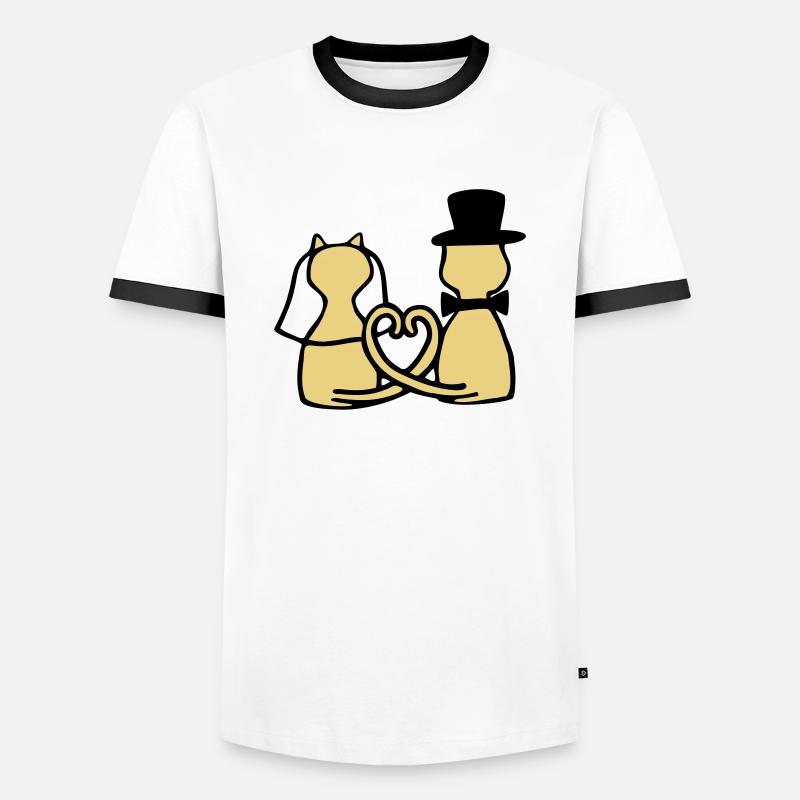 cat wedding - Men's Ringer Shirt - white/black