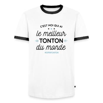 Meilleur Tonton - super tonton - T-shirt contrasté Homme - blanc/noir - Devant - AI Model Female 172 light (172cm) & AI Model Male 178 dark (178cm)