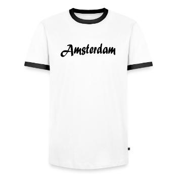 Amsterdam - Men's Ringer Shirt - white/black - Front - AI Model Female 172 light (172cm) & AI Model Male 178 dark (178cm)