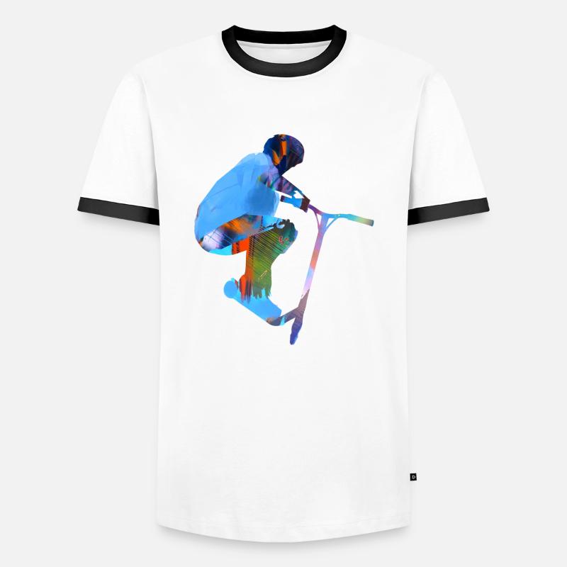 Stuntscooter,Trickscooter,tricks,stunt,e-scooter, - Männer Kontrast-T-Shirt - Weiß/Schwarz