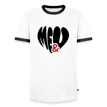 Me & u <3 - Männer Kontrast-T-Shirt - Weiß/Schwarz - Vorne - AI Model Female 172 light (172cm) & AI Model Male 178 dark (178cm)